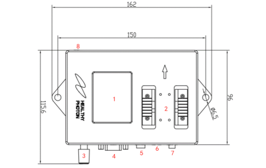 海爾欣DFB-2000 半導(dǎo)體激光器屏顯驅(qū)動結(jié)構(gòu)尺寸示意圖