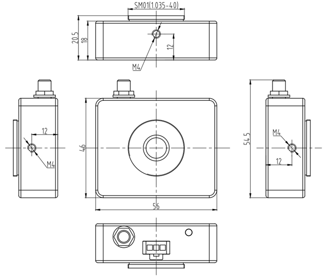 非制冷型光電探測器結(jié)構(gòu)尺寸示意圖
